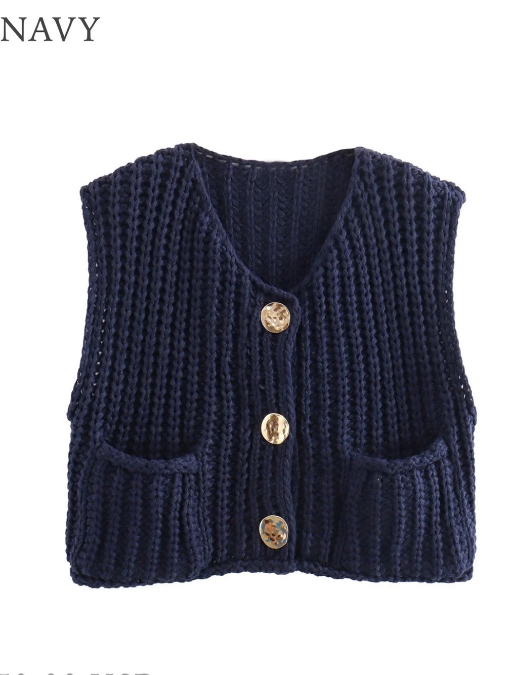ShopEvelynne Navy Chunky Knit Button Vest